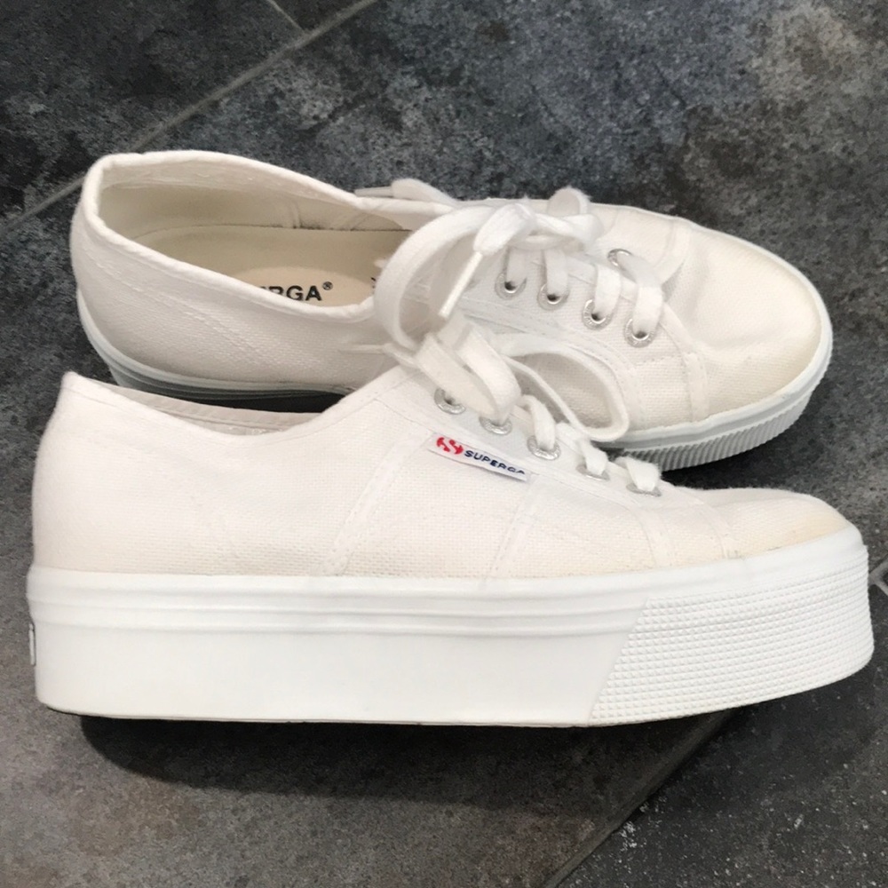 Superga white platform sneaker